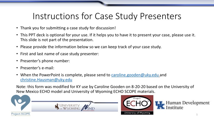 instructions for case study presenters