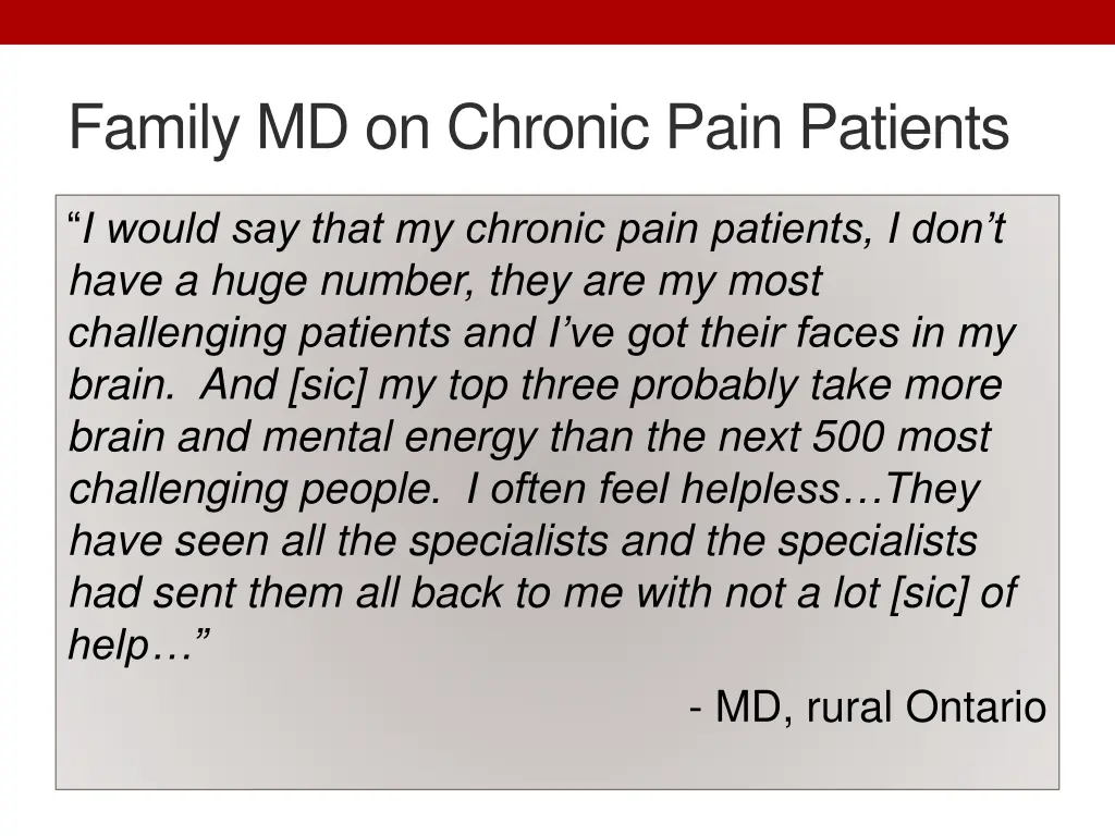 family md on chronic pain patients