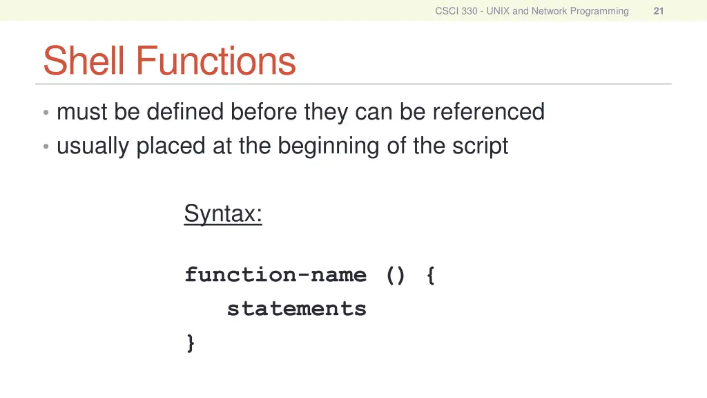 csci 330 unix and network programming 20