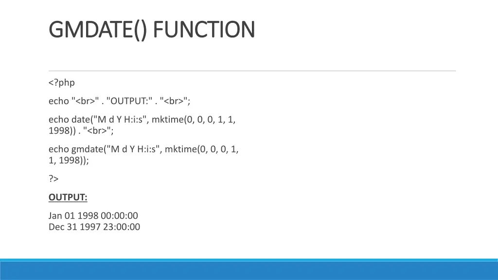 gmdate function gmdate function