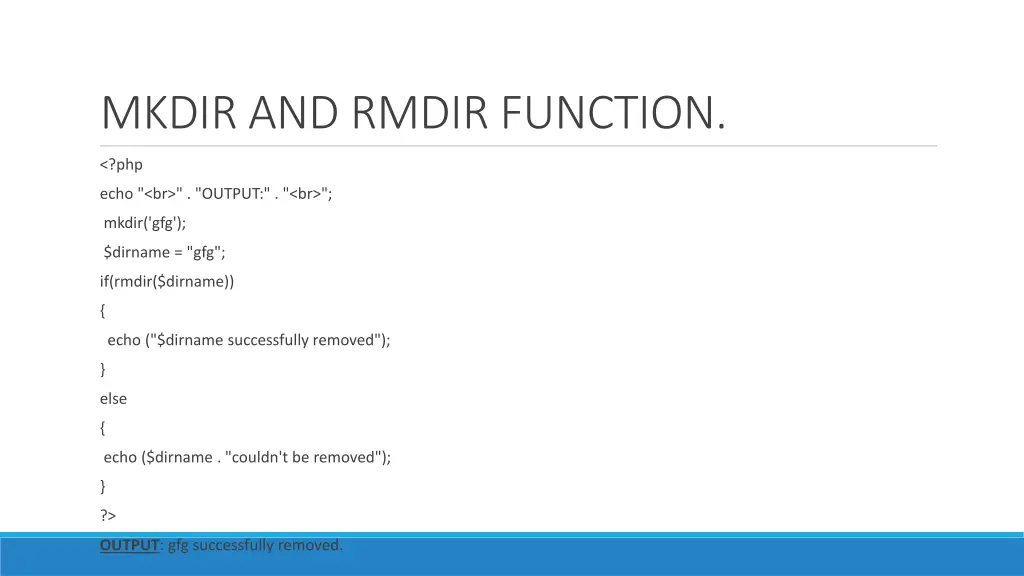 mkdir and rmdir function