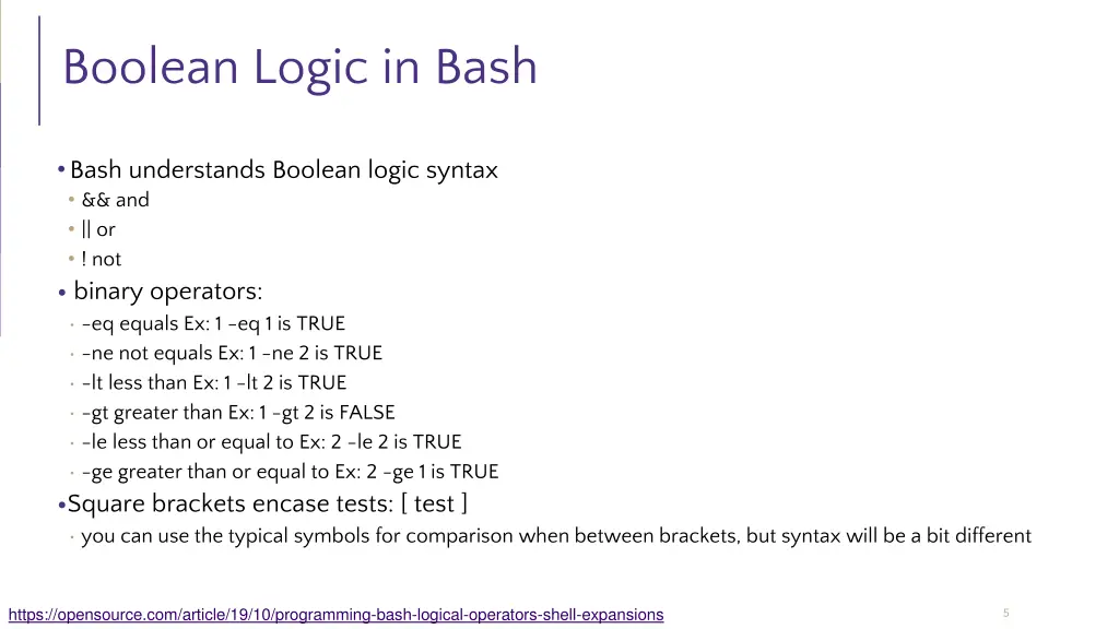 boolean logic in bash