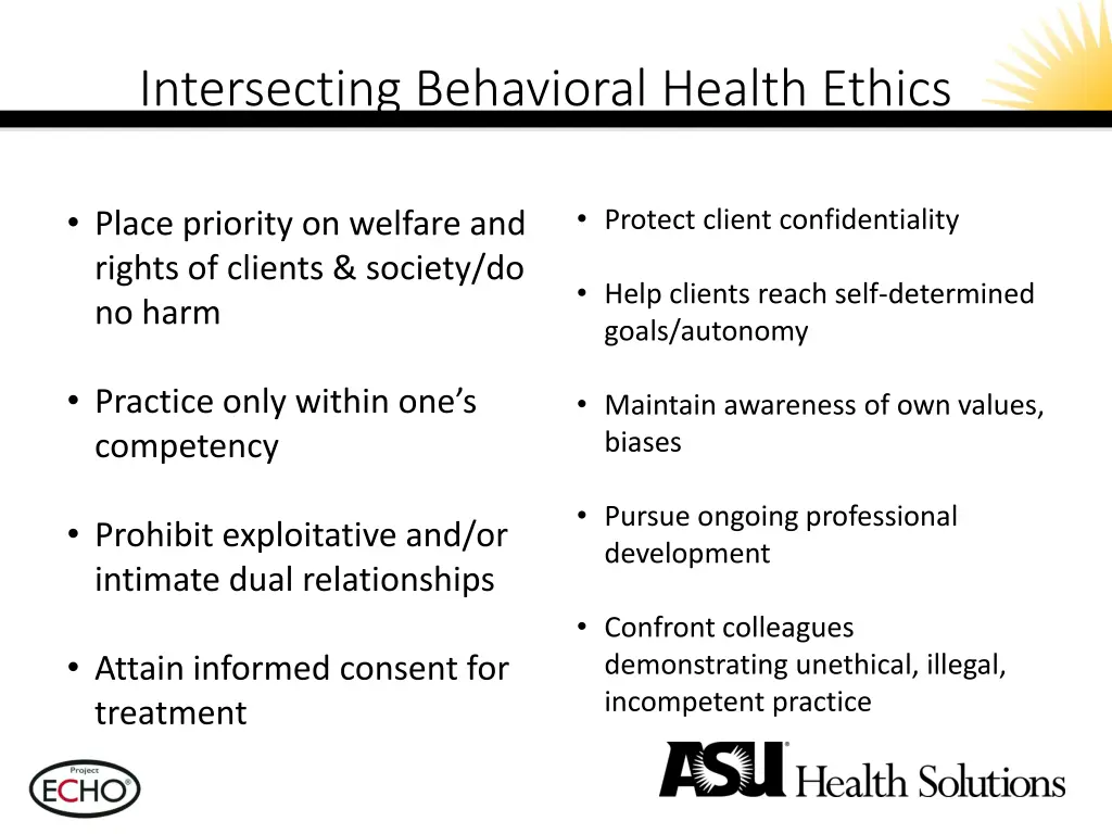 intersecting behavioral health ethics