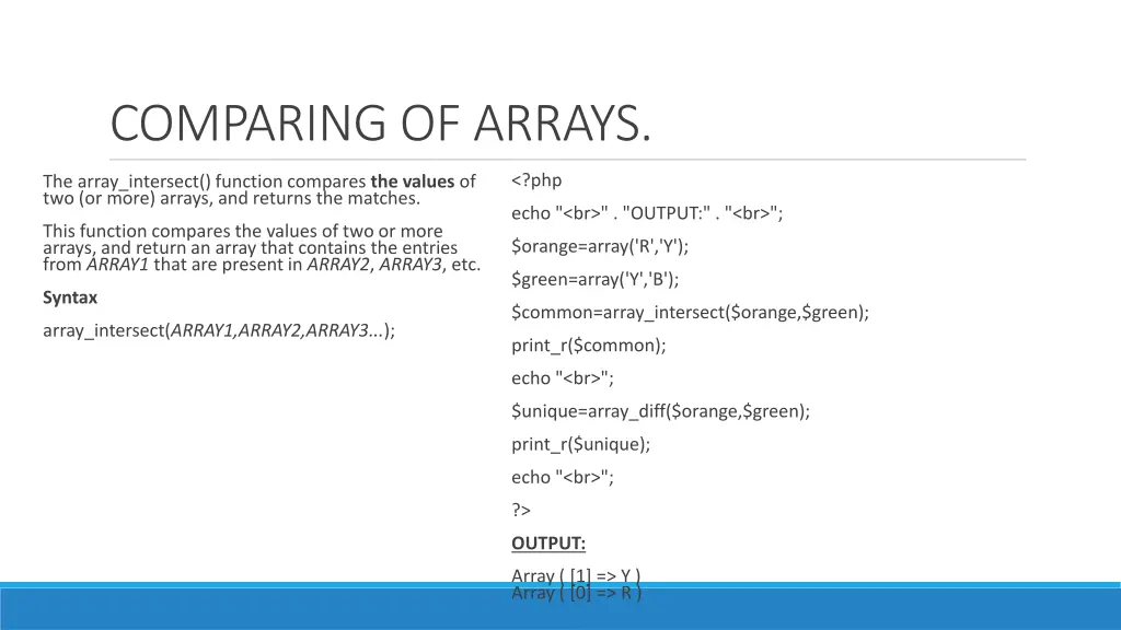 comparing of arrays