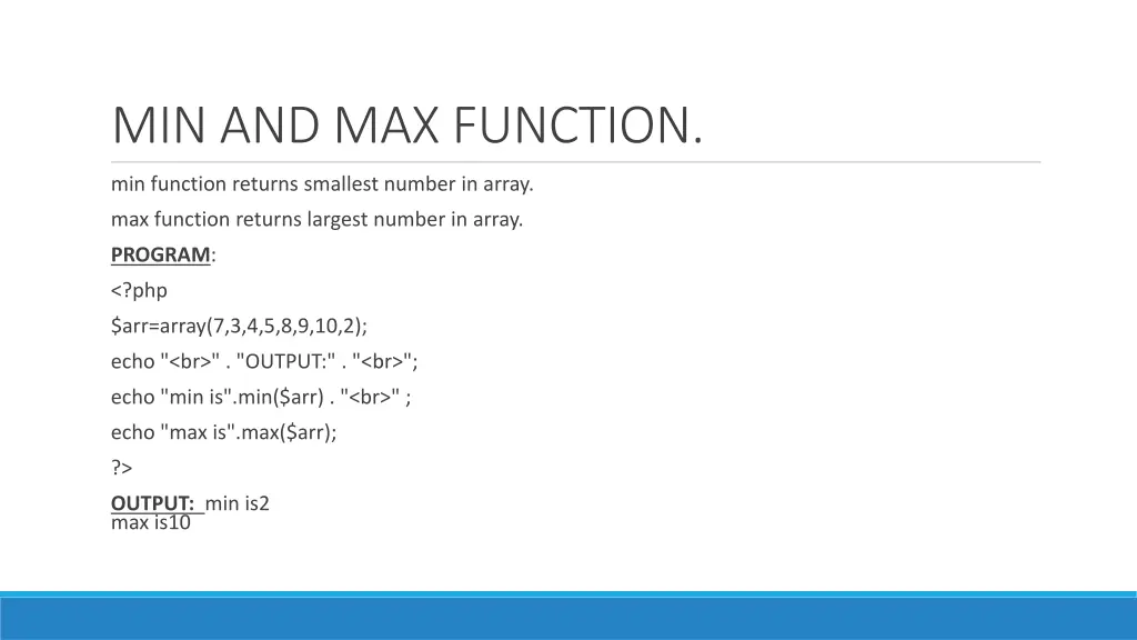 min and max function