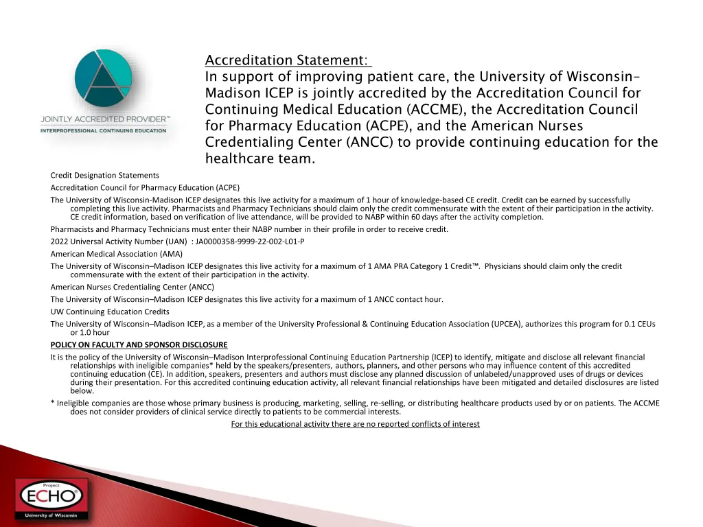 accreditation statement in support of improving