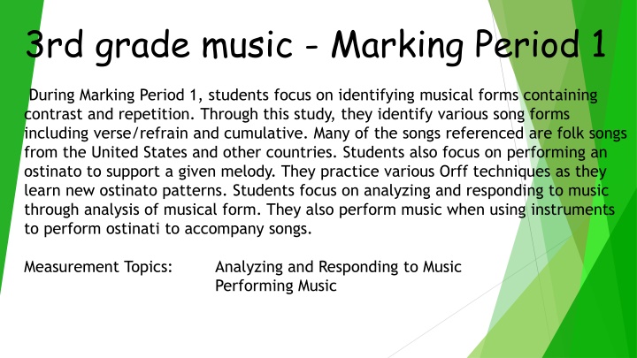 3rd grade music marking period 1