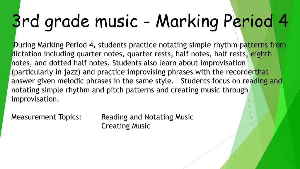3rd grade music marking period 4