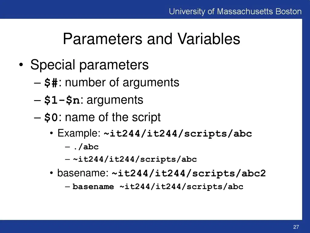 parameters and variables