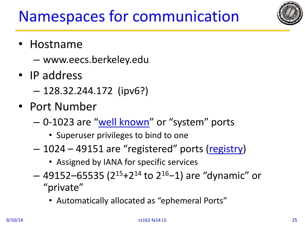 namespaces for communication