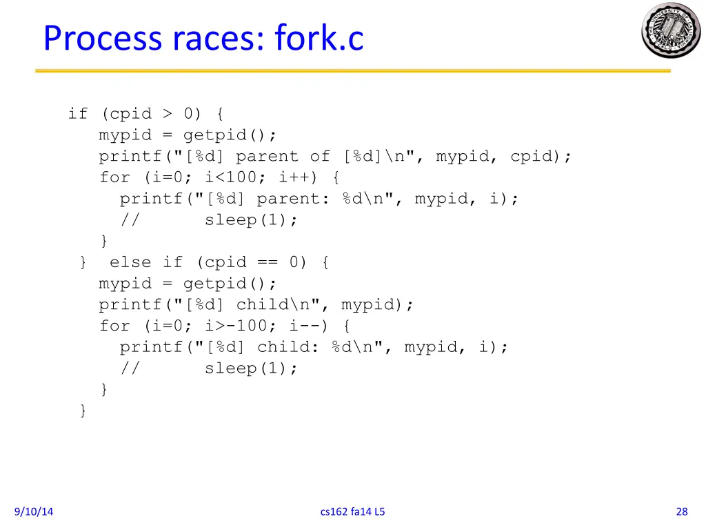 process races fork c