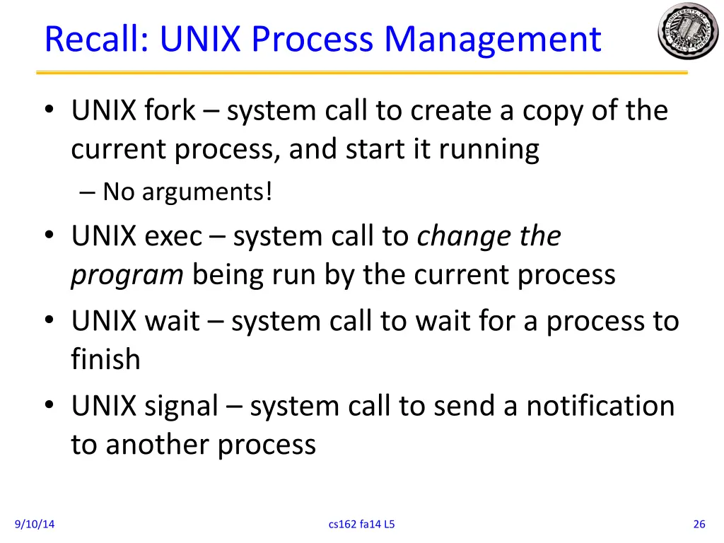 recall unix process management