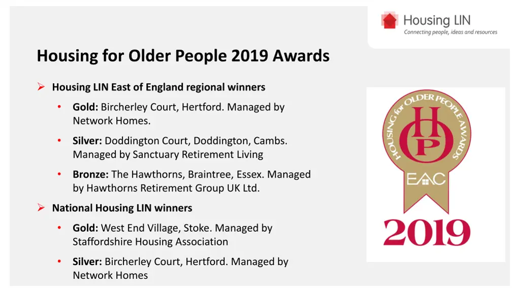 housing for older people 2019 awards