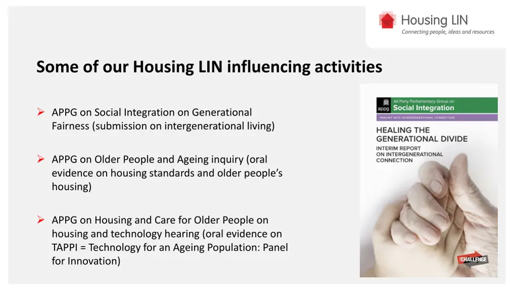 some of our housing lin influencing activities