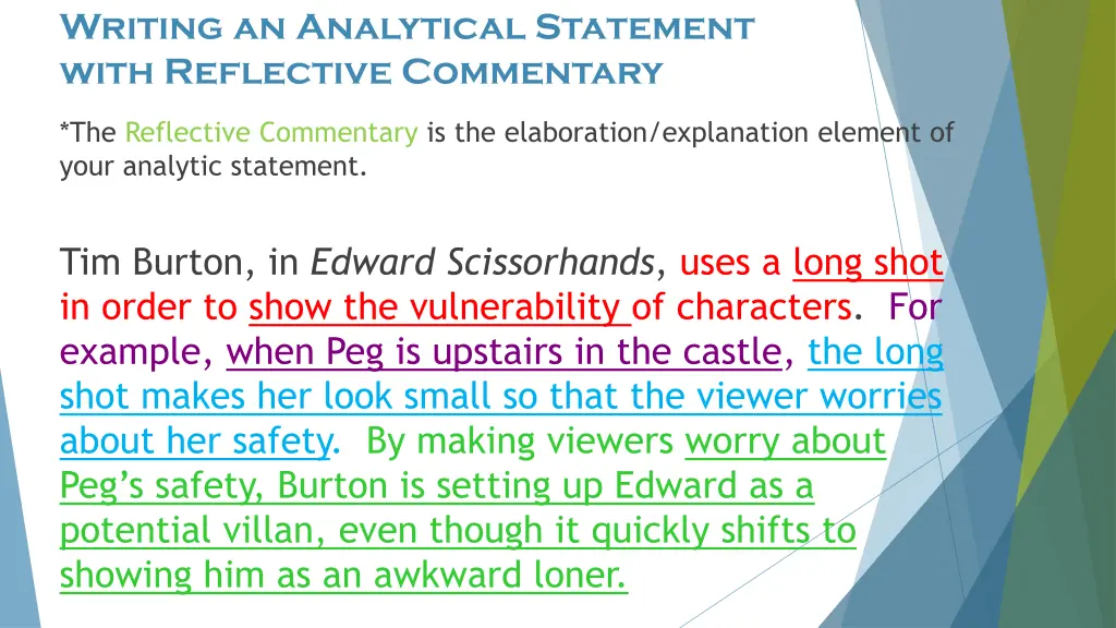 writing an analytical statement with reflective