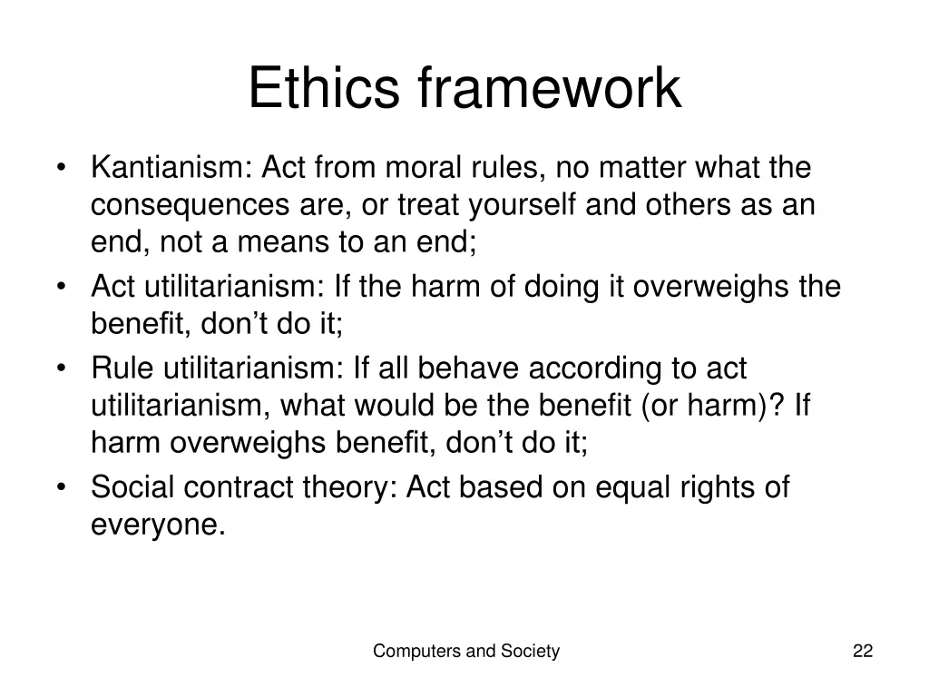 ethics framework