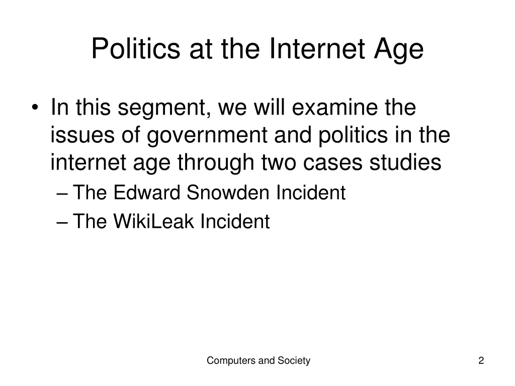 politics at the internet age