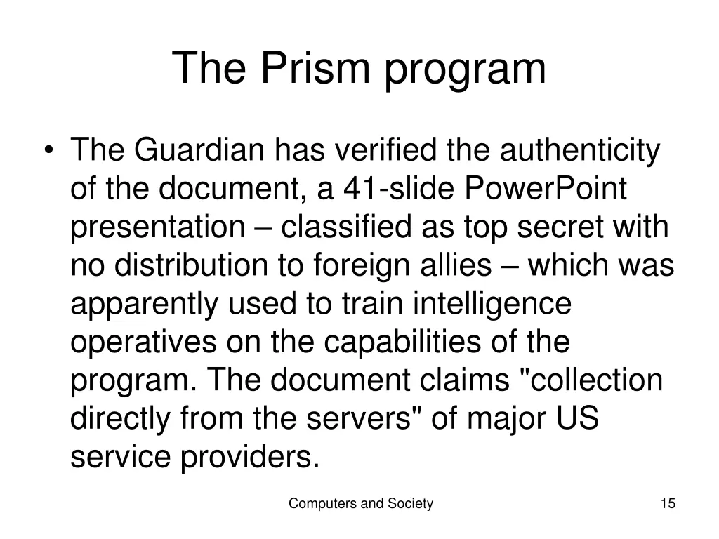 the prism program