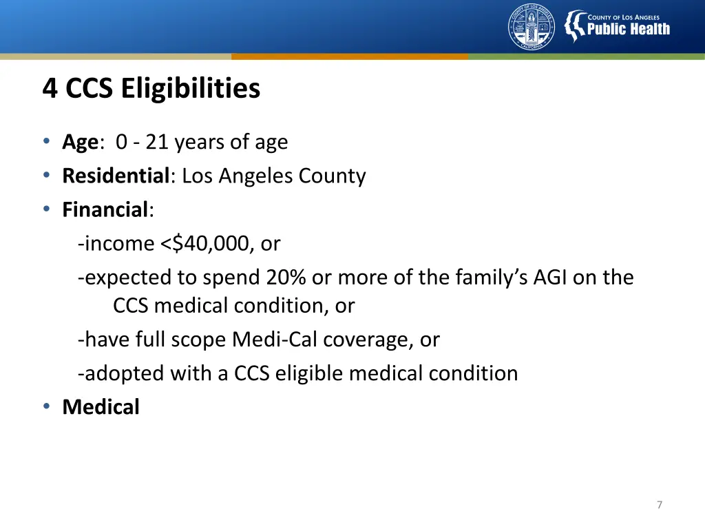 4 ccs eligibilities