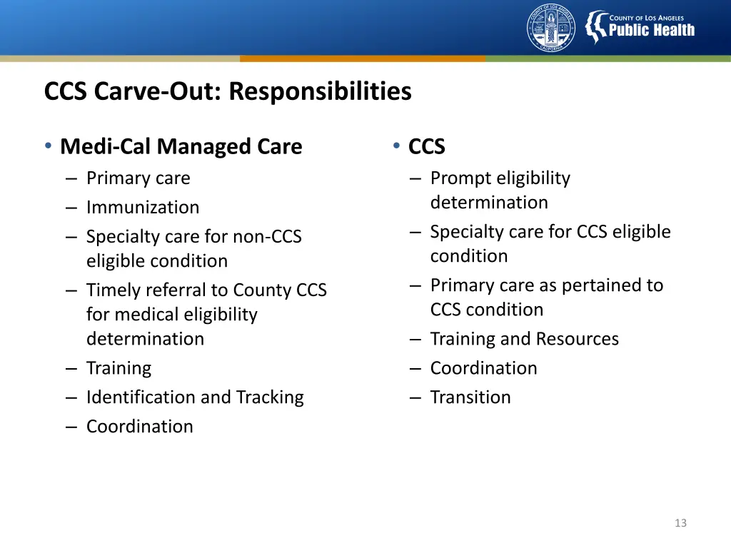 ccs carve out responsibilities