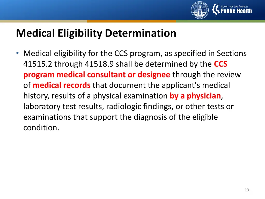 medical eligibility determination