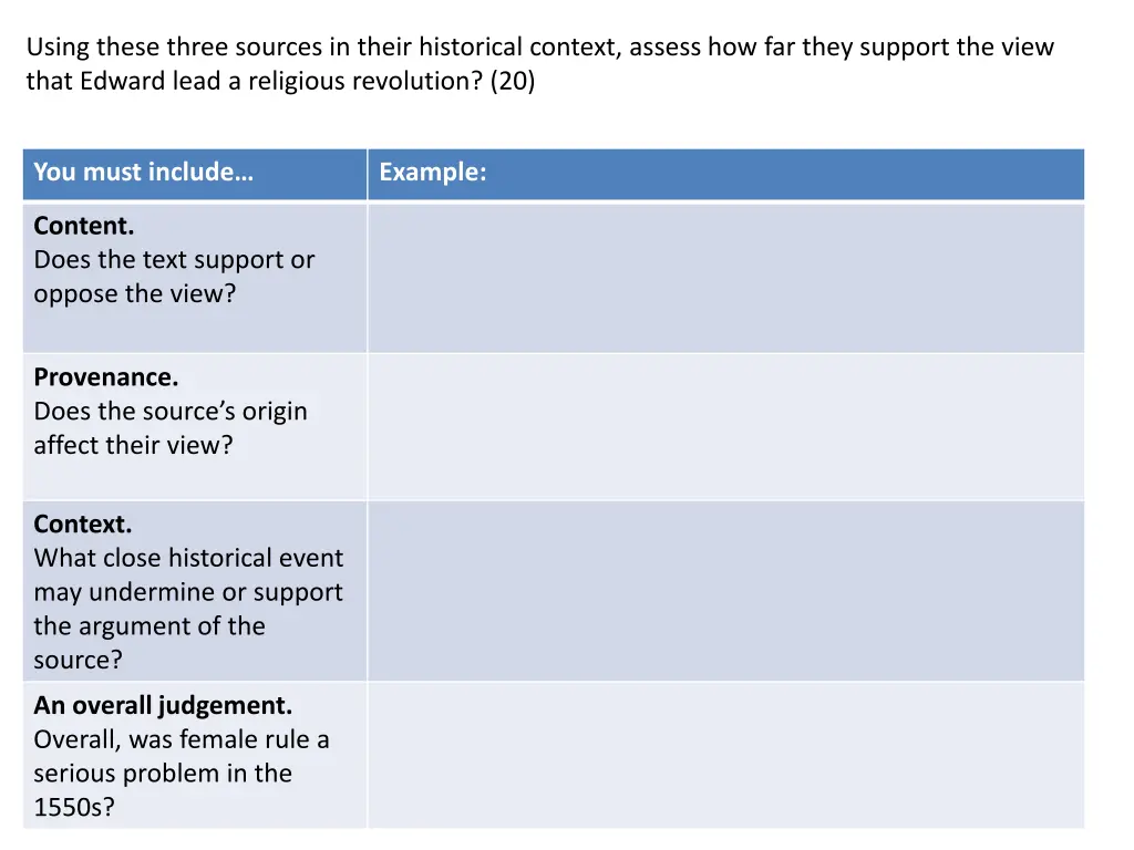 using these three sources in their historical 1