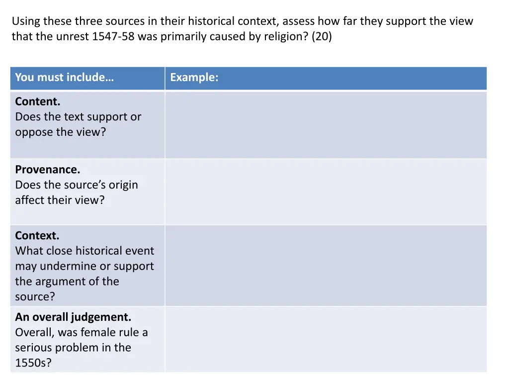 using these three sources in their historical 2