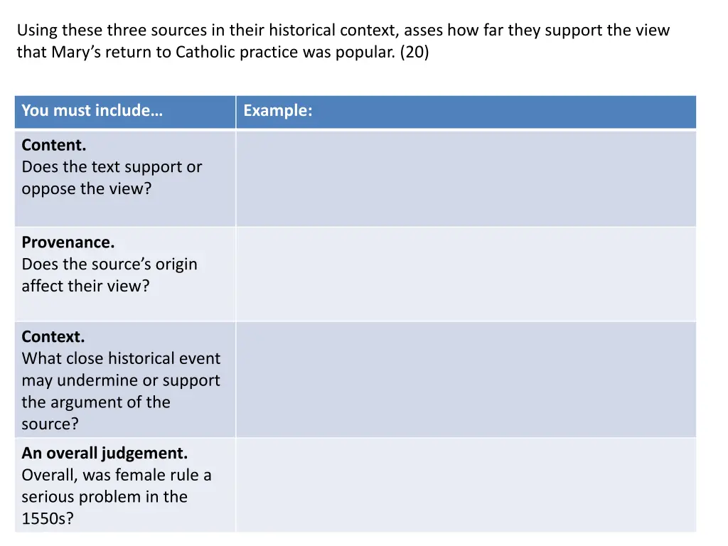 using these three sources in their historical