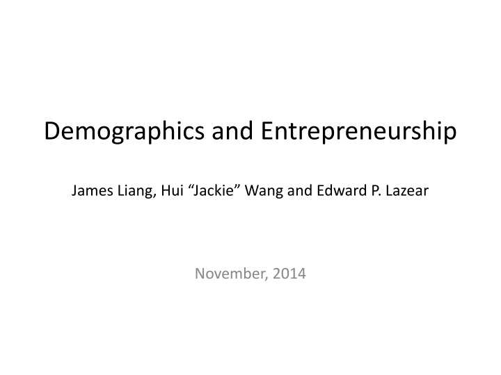 demographics and entrepreneurship