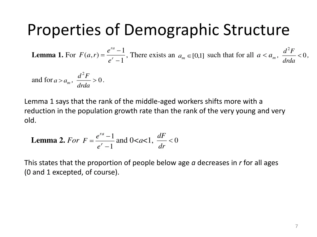 properties of demographic structure