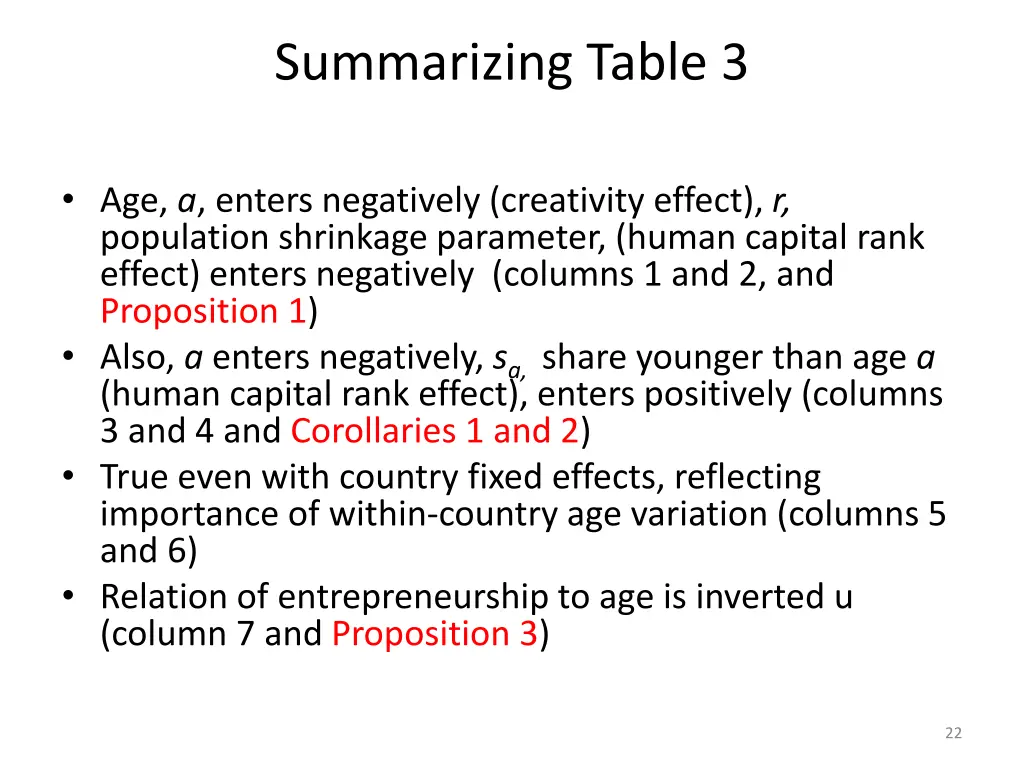 summarizing table 3