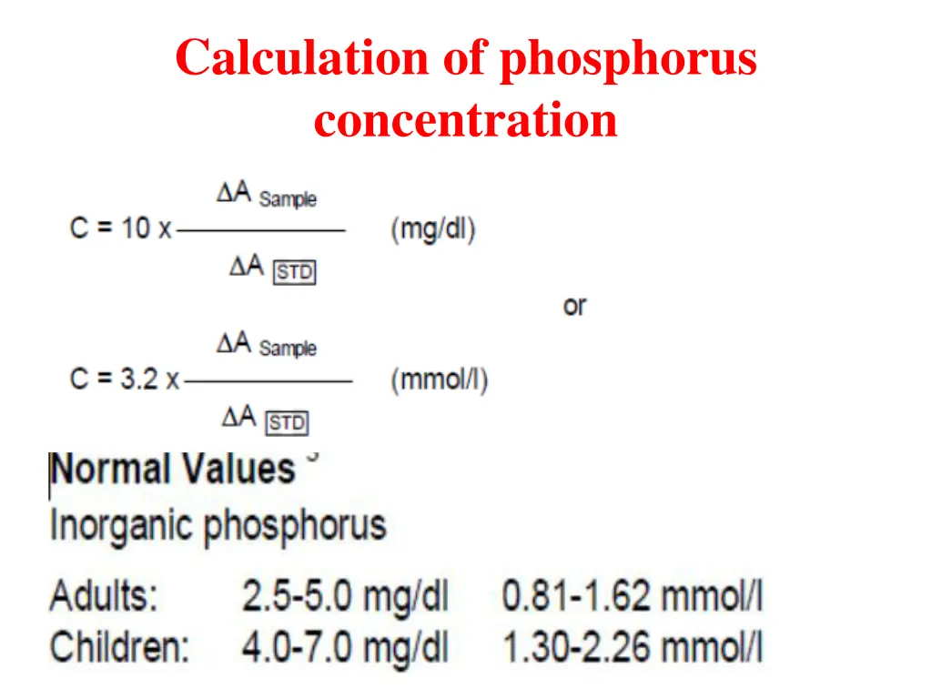 calculation of phosphorus concentration