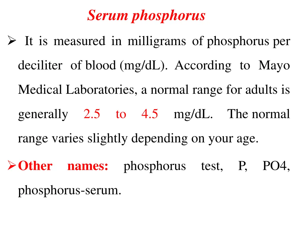 serum phosphorus