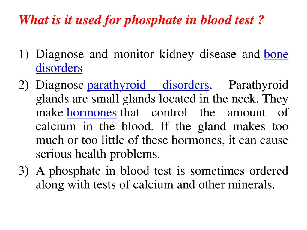 what is it used for phosphate in blood test