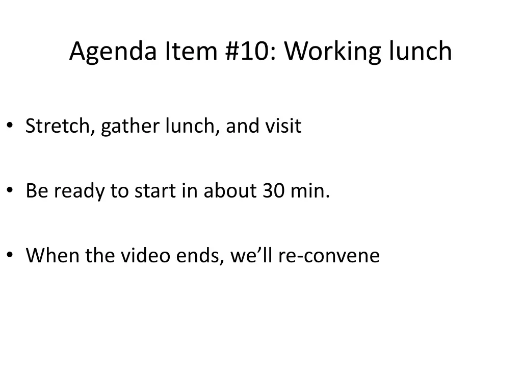 agenda item 10 working lunch