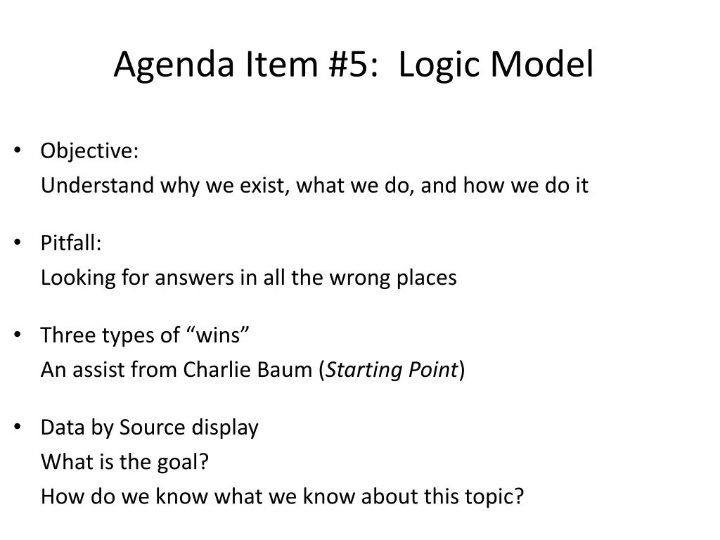 agenda item 5 logic model