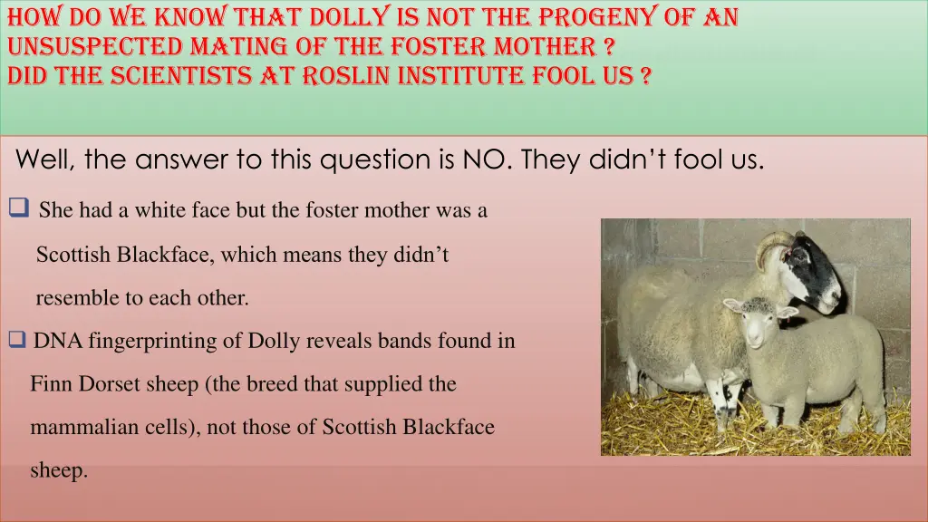 how do we know that dolly is not the progeny