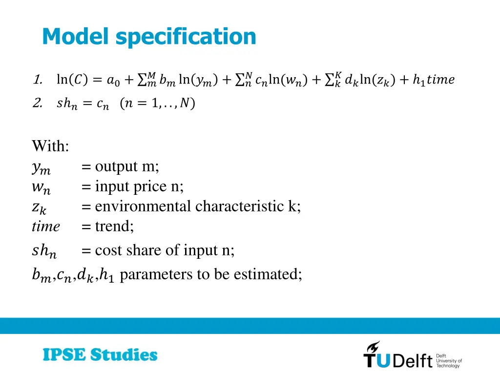 model specification