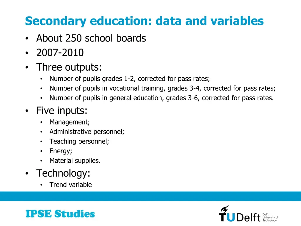 secondary education data and variables about