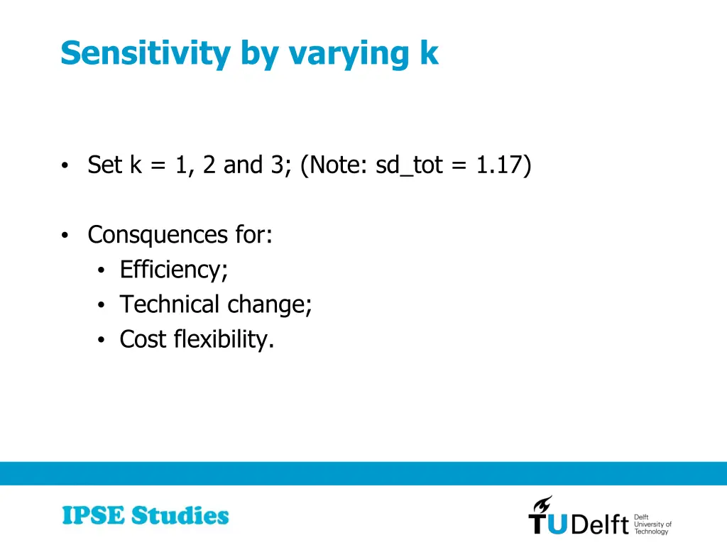 sensitivity by varying k