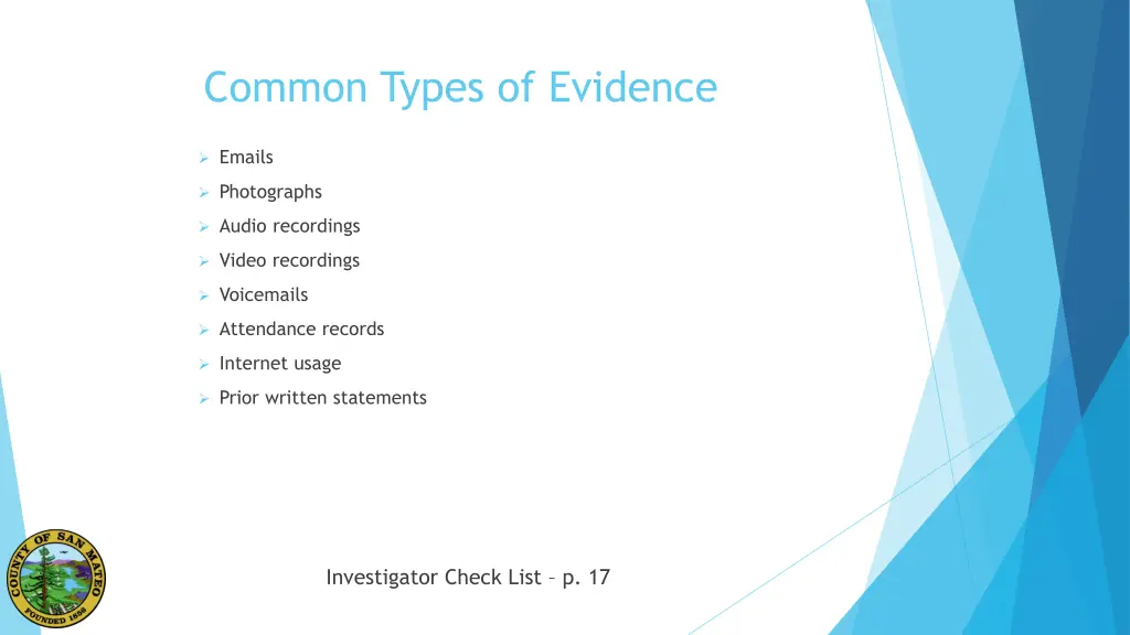 common types of evidence