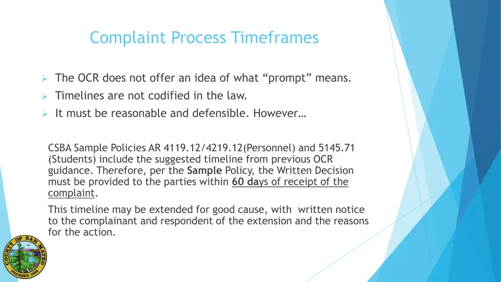 complaint process timeframes