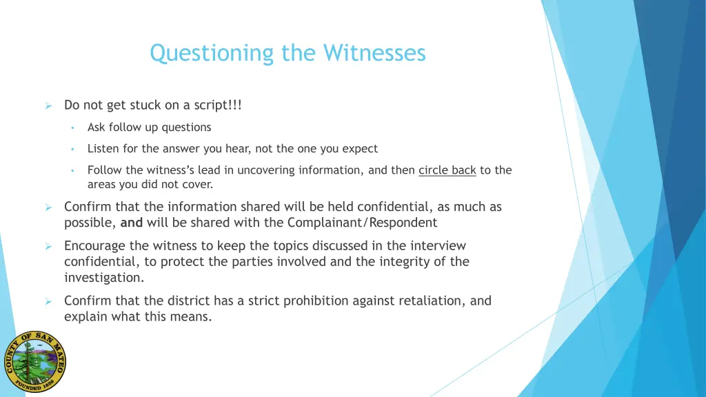 questioning the witnesses 1