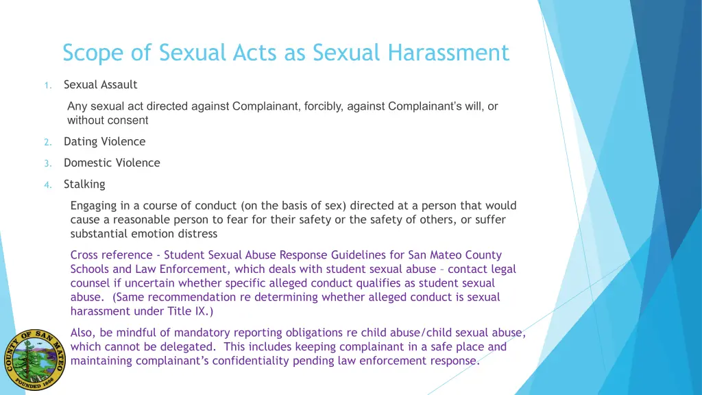 scope of sexual acts as sexual harassment