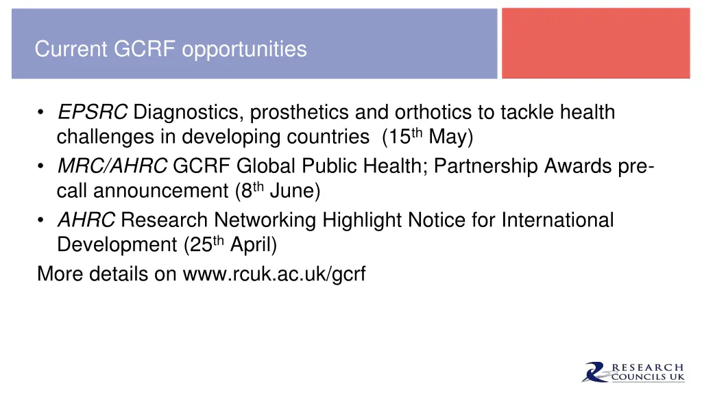 current gcrf opportunities