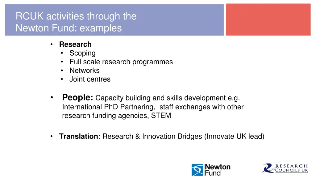 rcuk activities through the newton fund examples