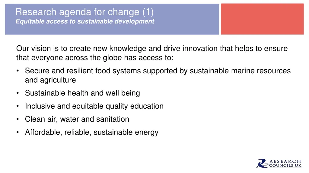 research agenda for change 1 equitable access