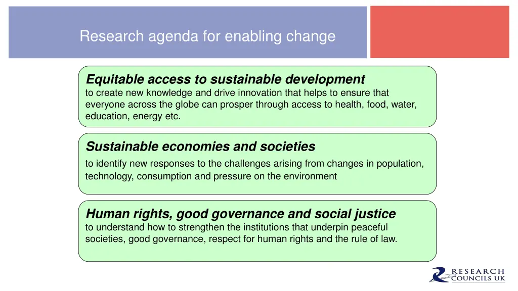 research agenda for enabling change