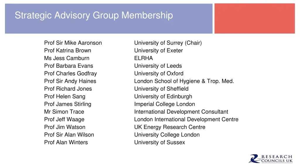 strategic advisory group membership