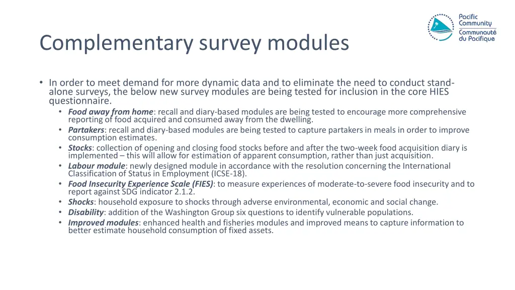 complementary survey modules